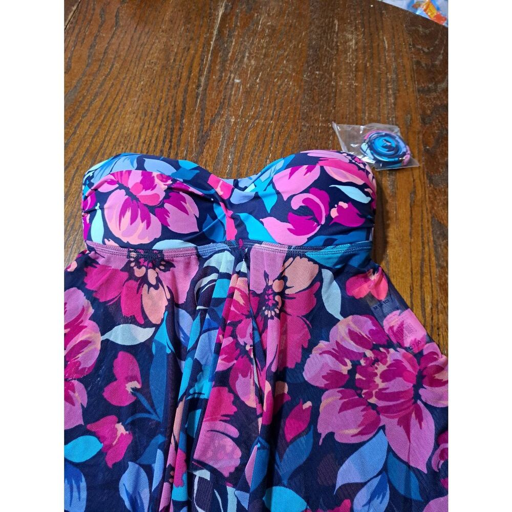 New Medium Size 8 10 Kona Sol Floral Tankini Swimsuit Bathing Suit Top NWT - Picture 2 of 10